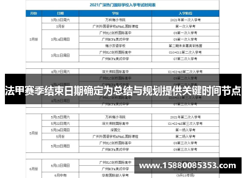 法甲赛季结束日期确定为总结与规划提供关键时间节点