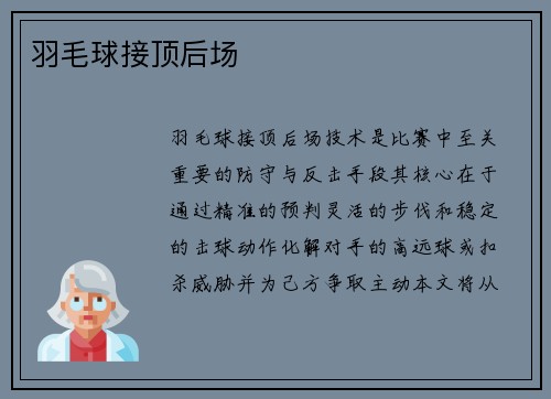 羽毛球接顶后场