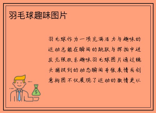 羽毛球趣味图片